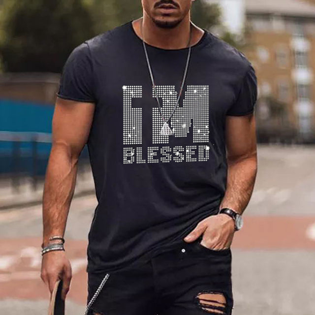 Męski T-shirt slim fit z cekinami