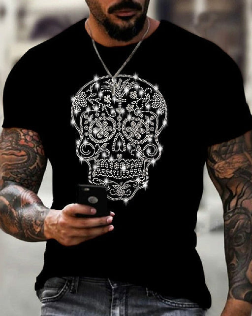 Męski T-shirt slim fit z cekinami