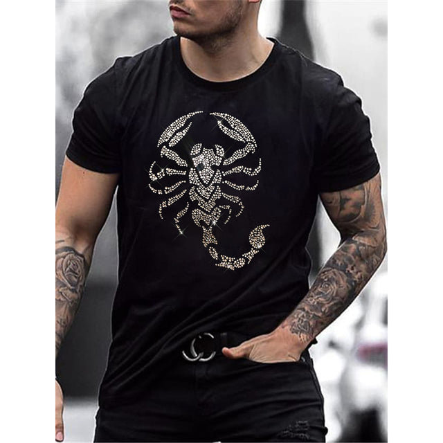 Męski T-shirt slim fit z cekinami