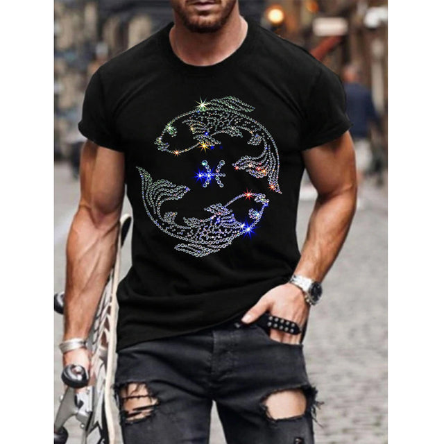 Męski T-shirt slim fit z cekinami