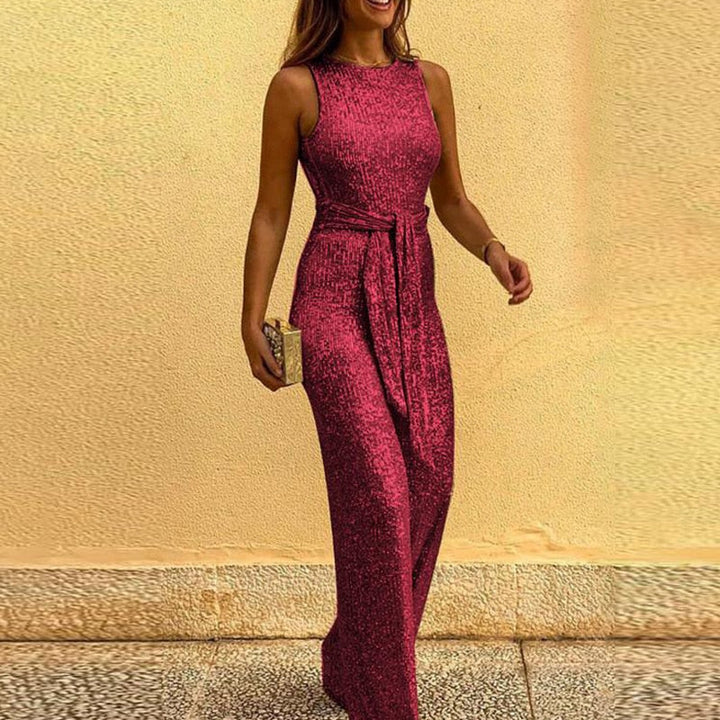 Świąteczny Błyszczący Damski Jumpsuit – Błyszcz w Każdym Kroku
