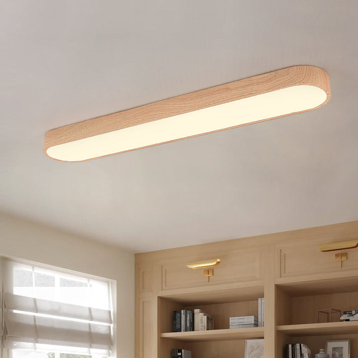 Owalny plafon LED Nordic Glow z drewnianym akcentem