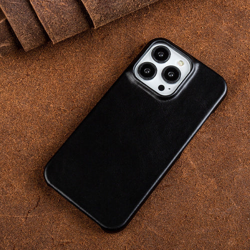 Etui ze skóry naturalnej z woskiem olejowym do Apple iPhone
