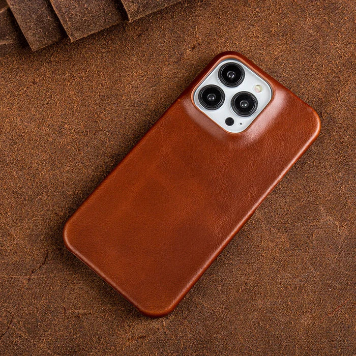 Etui ze skóry naturalnej z woskiem olejowym do Apple iPhone