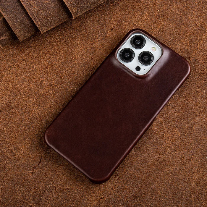 Etui ze skóry naturalnej z woskiem olejowym do Apple iPhone