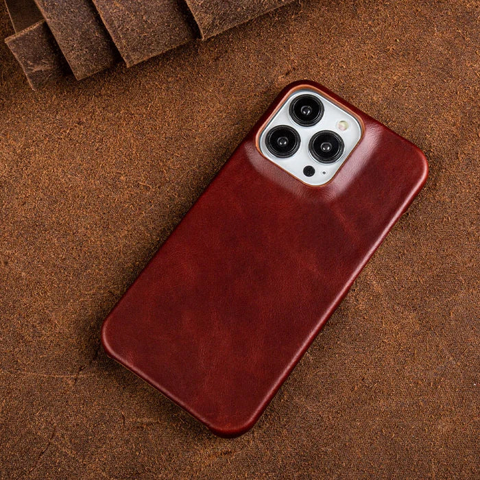 Etui ze skóry naturalnej z woskiem olejowym do Apple iPhone