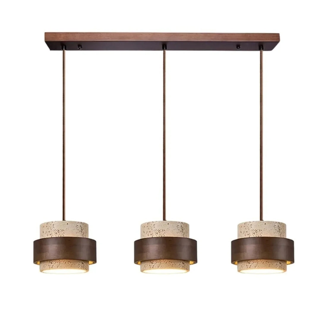 Orvina Wabi-Sabi Lampa Wisząca z Naturalnego Trawertynu w Kształcie Cylindra - Wyspa Kuchenna Japandi