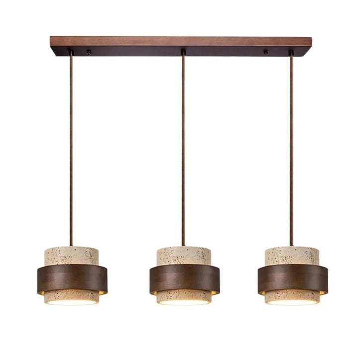 Orvina Wabi-Sabi Lampa Wisząca z Naturalnego Trawertynu w Kształcie Cylindra - Wyspa Kuchenna Japandi
