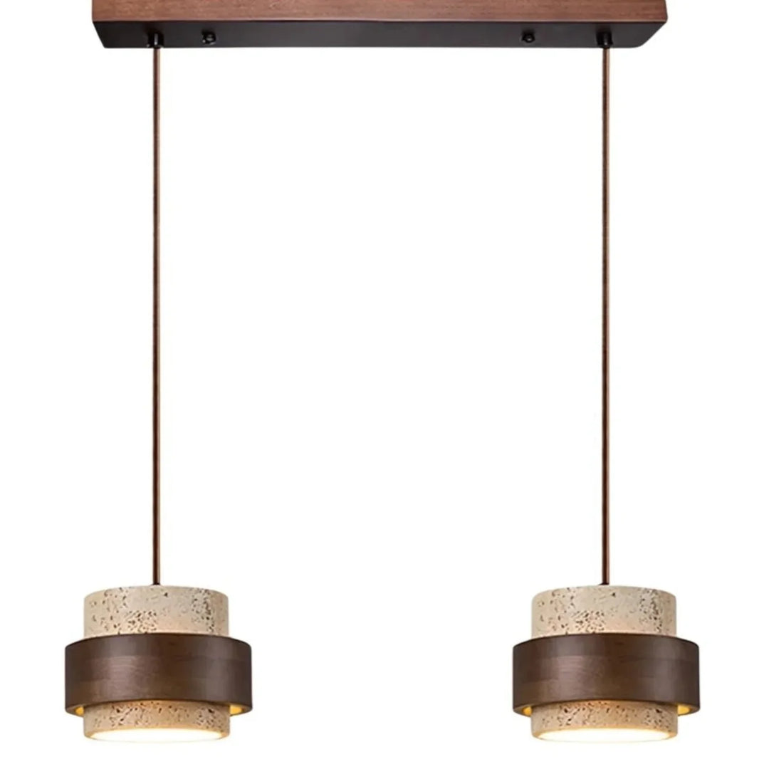 Orvina Wabi-Sabi Lampa Wisząca z Naturalnego Trawertynu w Kształcie Cylindra - Wyspa Kuchenna Japandi