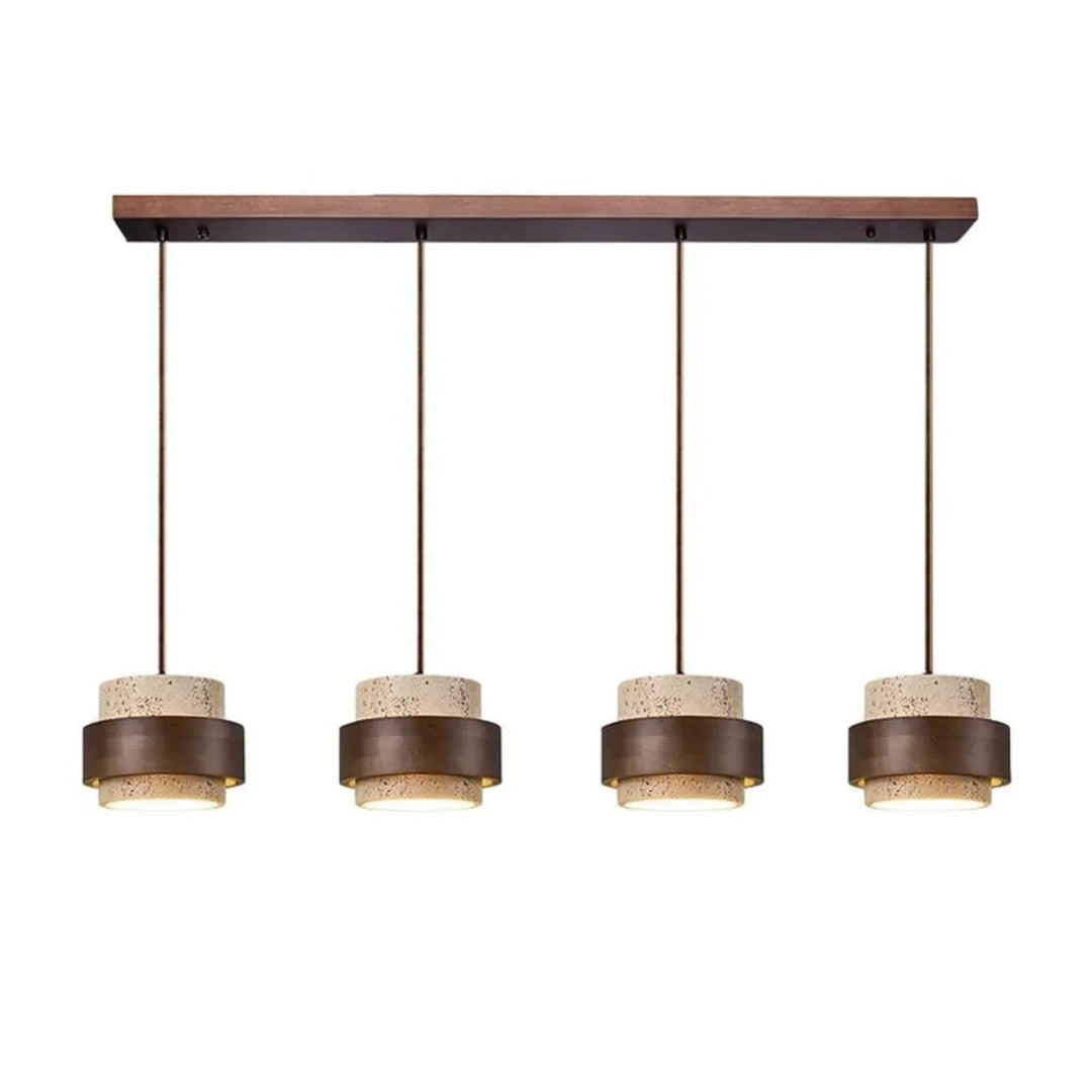 Orvina Wabi-Sabi Lampa Wisząca z Naturalnego Trawertynu w Kształcie Cylindra - Wyspa Kuchenna Japandi