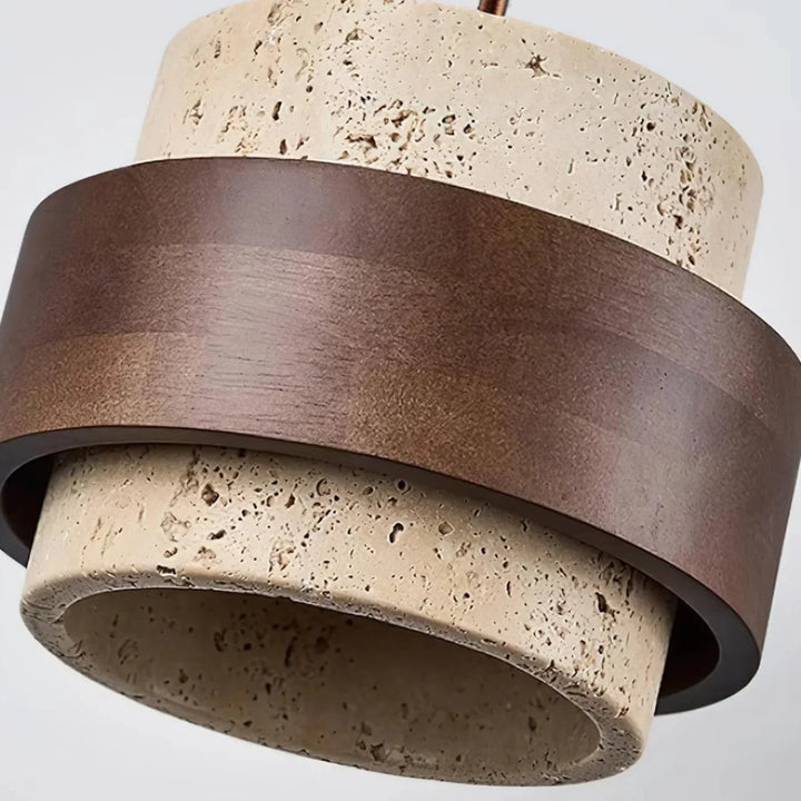 Orvina Wabi-Sabi Lampa Wisząca z Naturalnego Trawertynu w Kształcie Cylindra - Wyspa Kuchenna Japandi
