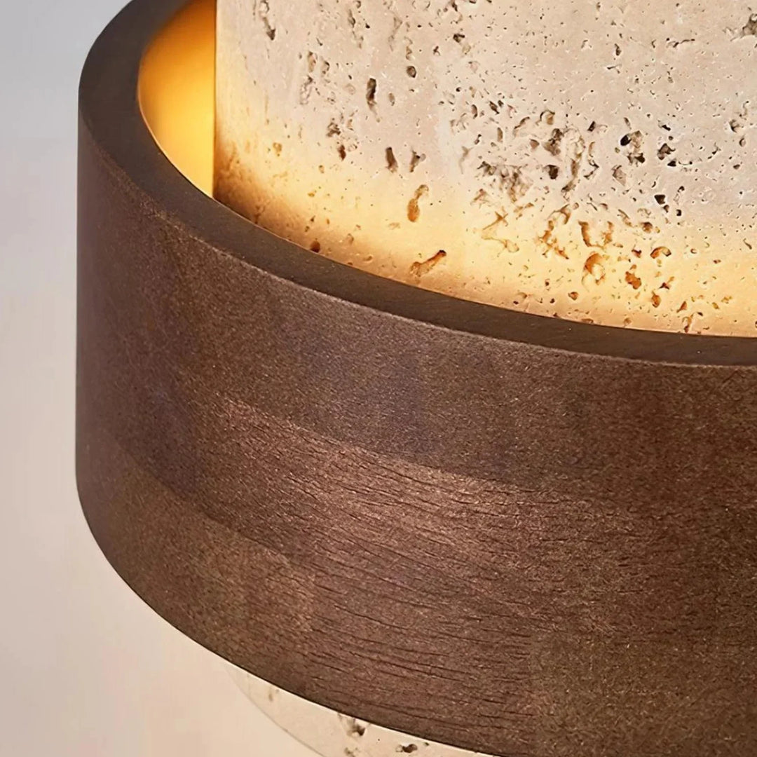Orvina Wabi-Sabi Lampa Wisząca z Naturalnego Trawertynu w Kształcie Cylindra - Wyspa Kuchenna Japandi