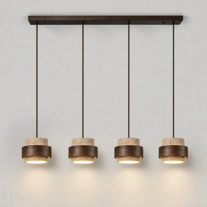 Orvina Wabi-Sabi Lampa Wisząca z Naturalnego Trawertynu w Kształcie Cylindra - Wyspa Kuchenna Japandi