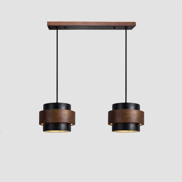 Orvina Wabi-Sabi Lampa Wisząca z Naturalnego Trawertynu w Kształcie Cylindra - Wyspa Kuchenna Japandi