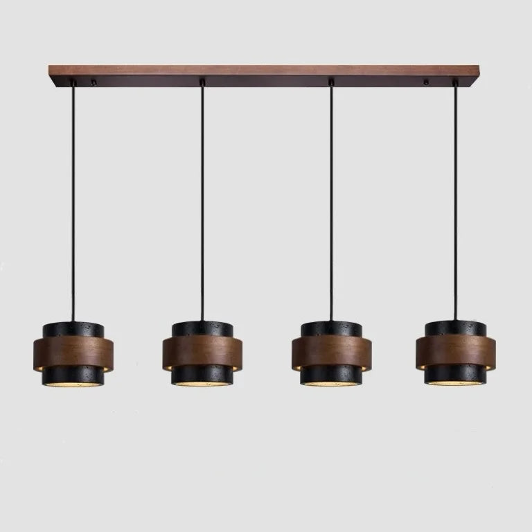 Orvina Wabi-Sabi Lampa Wisząca z Naturalnego Trawertynu w Kształcie Cylindra - Wyspa Kuchenna Japandi