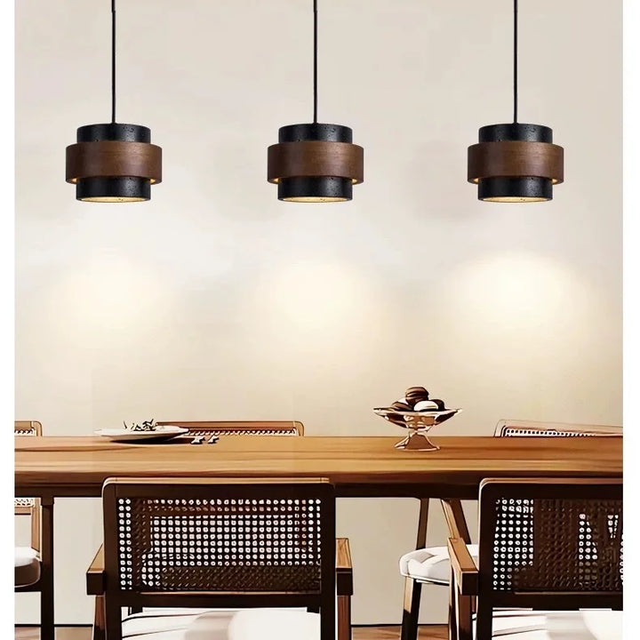 Orvina Wabi-Sabi Lampa Wisząca z Naturalnego Trawertynu w Kształcie Cylindra - Wyspa Kuchenna Japandi