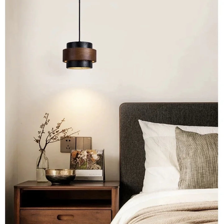 Orvina Wabi-Sabi Lampa Wisząca z Naturalnego Trawertynu w Kształcie Cylindra - Wyspa Kuchenna Japandi