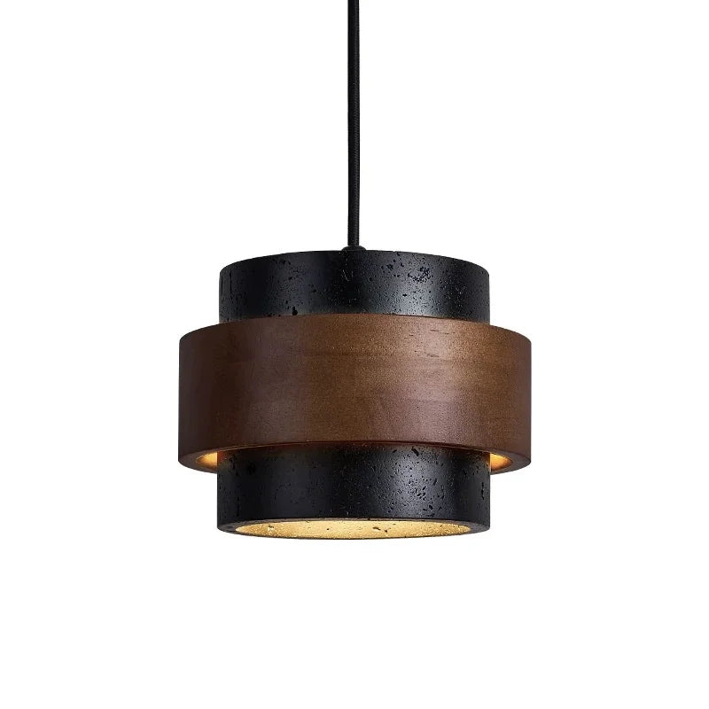 Orvina Wabi-Sabi Lampa Wisząca z Naturalnego Trawertynu w Kształcie Cylindra - Wyspa Kuchenna Japandi