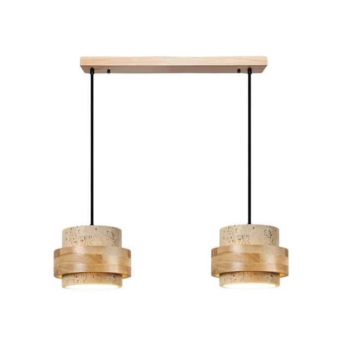Orvina Wabi-Sabi Lampa Wisząca z Naturalnego Trawertynu w Kształcie Cylindra - Wyspa Kuchenna Japandi