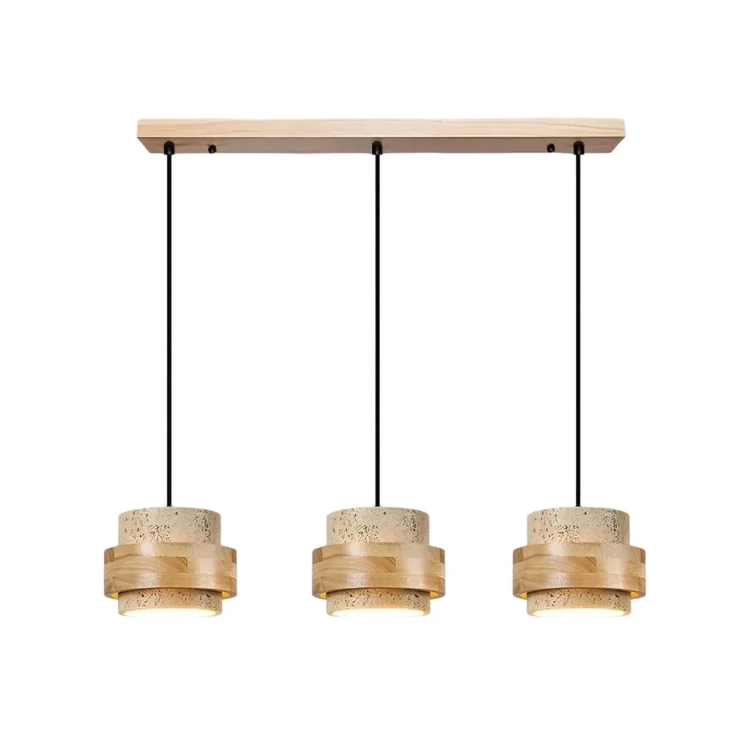 Orvina Wabi-Sabi Lampa Wisząca z Naturalnego Trawertynu w Kształcie Cylindra - Wyspa Kuchenna Japandi