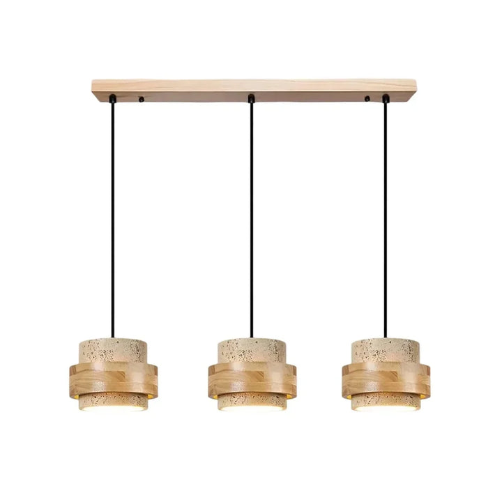 Orvina Wabi-Sabi Lampa Wisząca z Naturalnego Trawertynu w Kształcie Cylindra - Wyspa Kuchenna Japandi