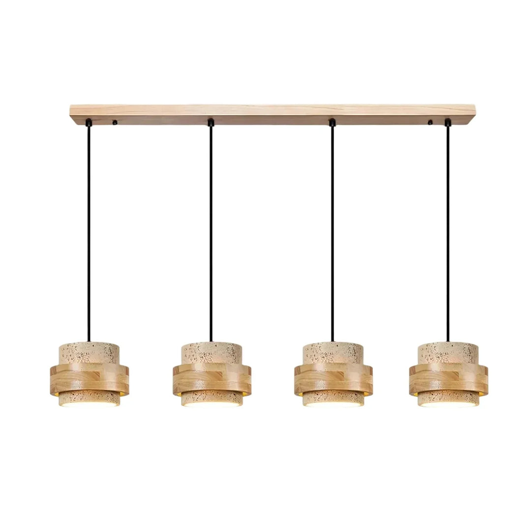 Orvina Wabi-Sabi Lampa Wisząca z Naturalnego Trawertynu w Kształcie Cylindra - Wyspa Kuchenna Japandi