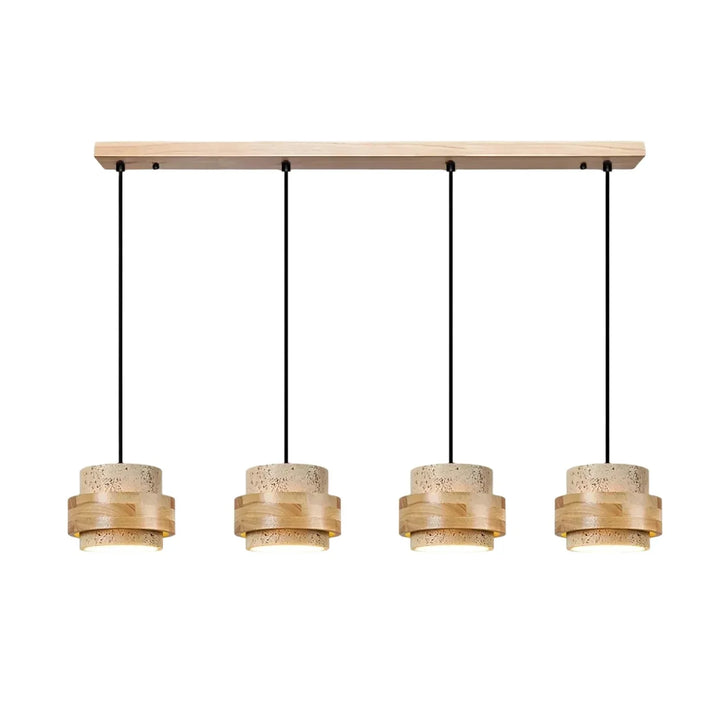 Orvina Wabi-Sabi Lampa Wisząca z Naturalnego Trawertynu w Kształcie Cylindra - Wyspa Kuchenna Japandi