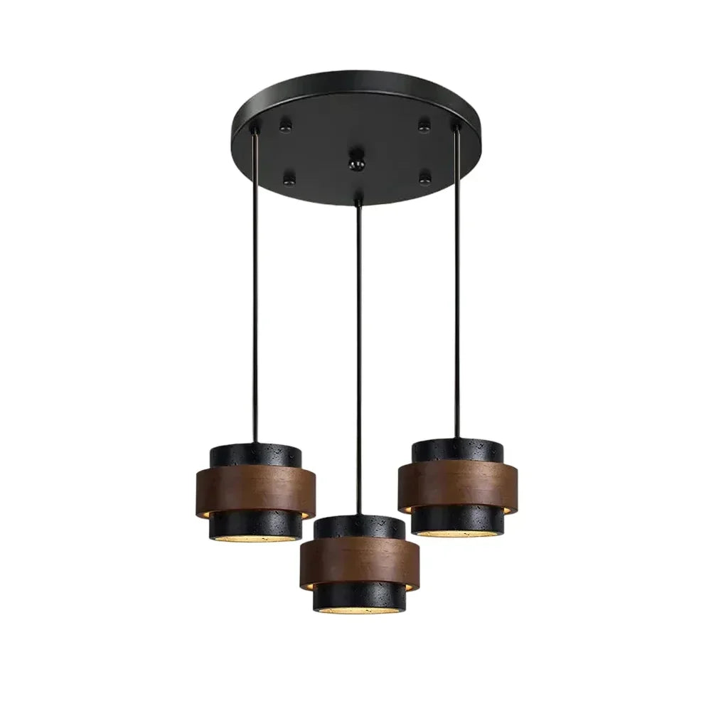 Orvina Wabi-Sabi Lampa Wisząca z Naturalnego Trawertynu w Kształcie Cylindra - Wyspa Kuchenna Japandi