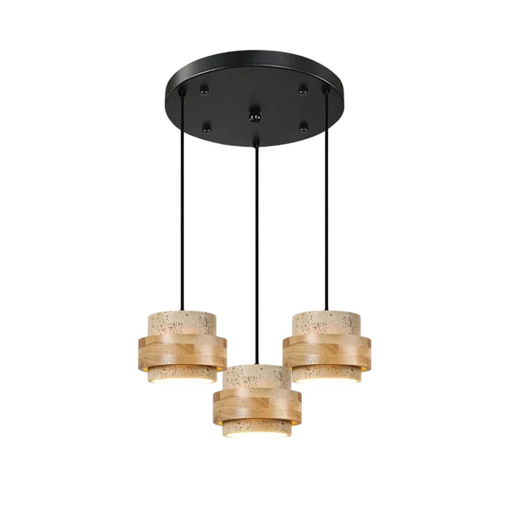 Orvina Wabi-Sabi Lampa Wisząca z Naturalnego Trawertynu w Kształcie Cylindra - Wyspa Kuchenna Japandi