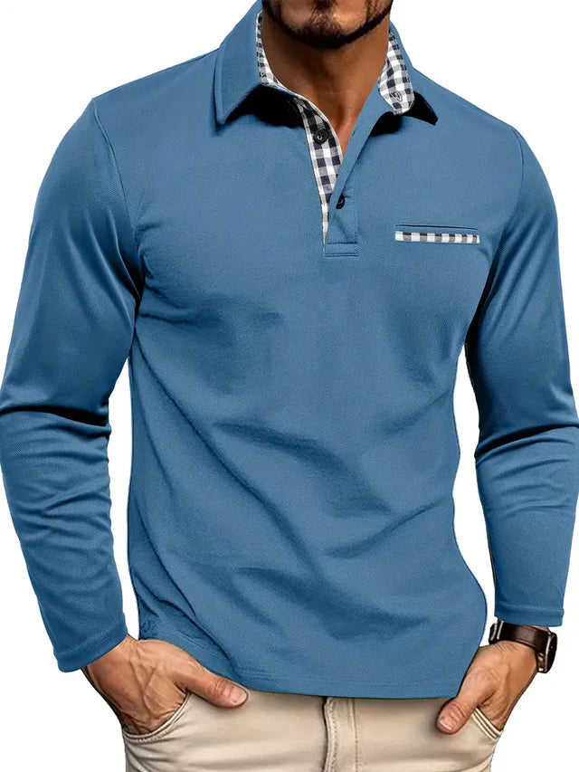 Męska koszulka polo z długim rękawem | Komfortowy krój smart casual