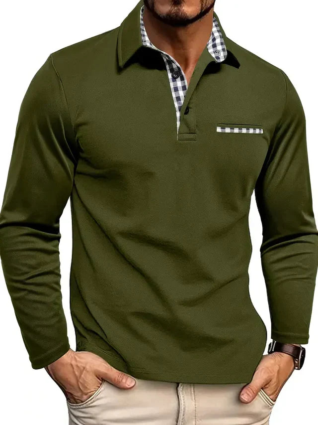 Męska koszulka polo z długim rękawem | Komfortowy krój smart casual