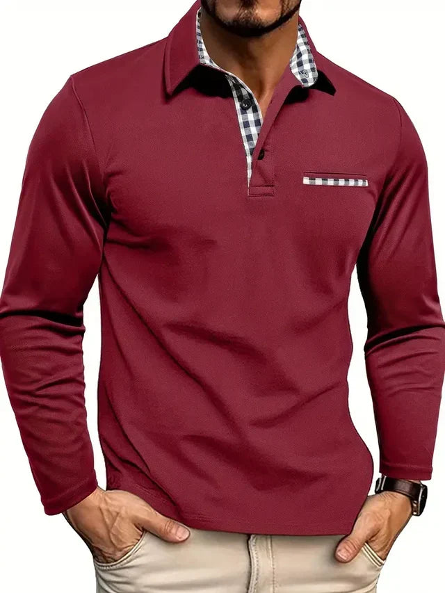 Męska koszulka polo z długim rękawem | Komfortowy krój smart casual