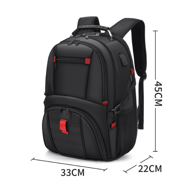 Wodoodporny, antykradzieżowy plecak na laptopa i w podróż z portem USB – 45 cm