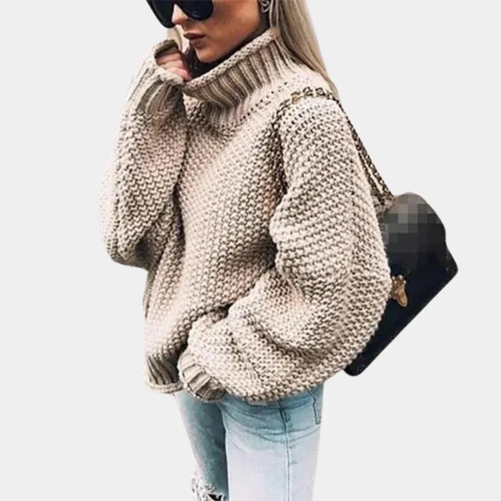 RIVA – damski sweter z dzianiny z golfem