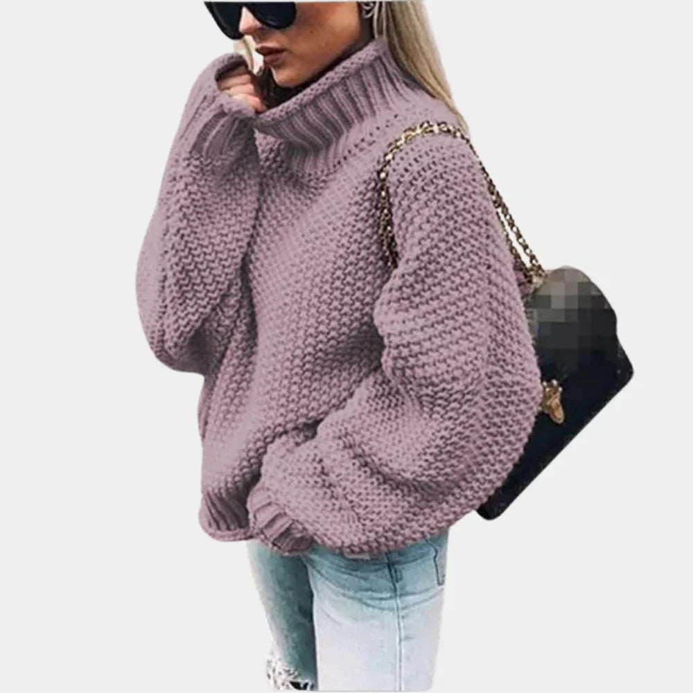 RIVA – damski sweter z dzianiny z golfem
