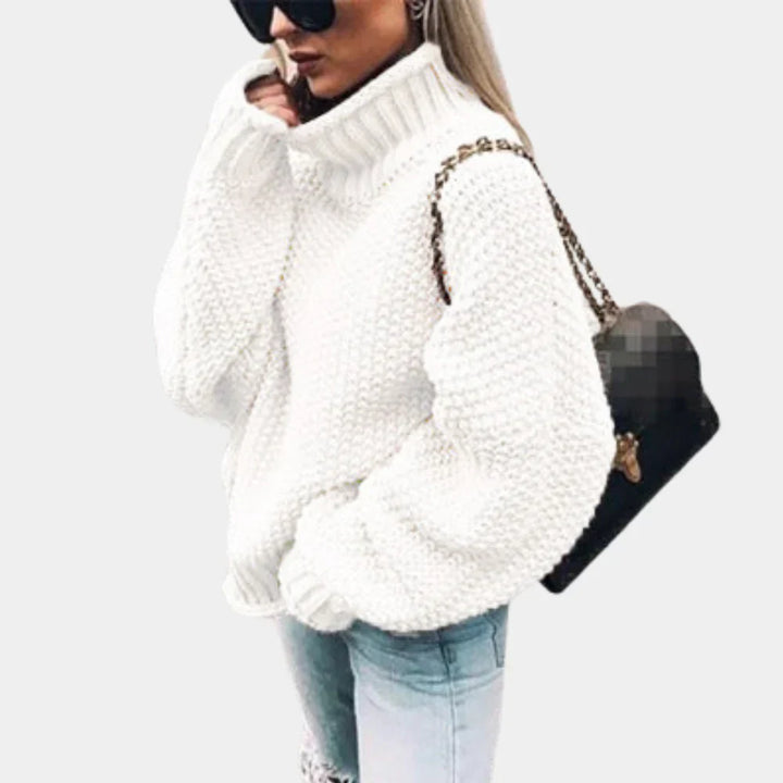 RIVA – damski sweter z dzianiny z golfem