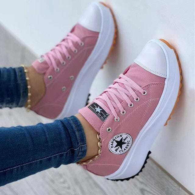 Damskie sneakersy chunky z płótna z kontrastowym bocznym paskiem