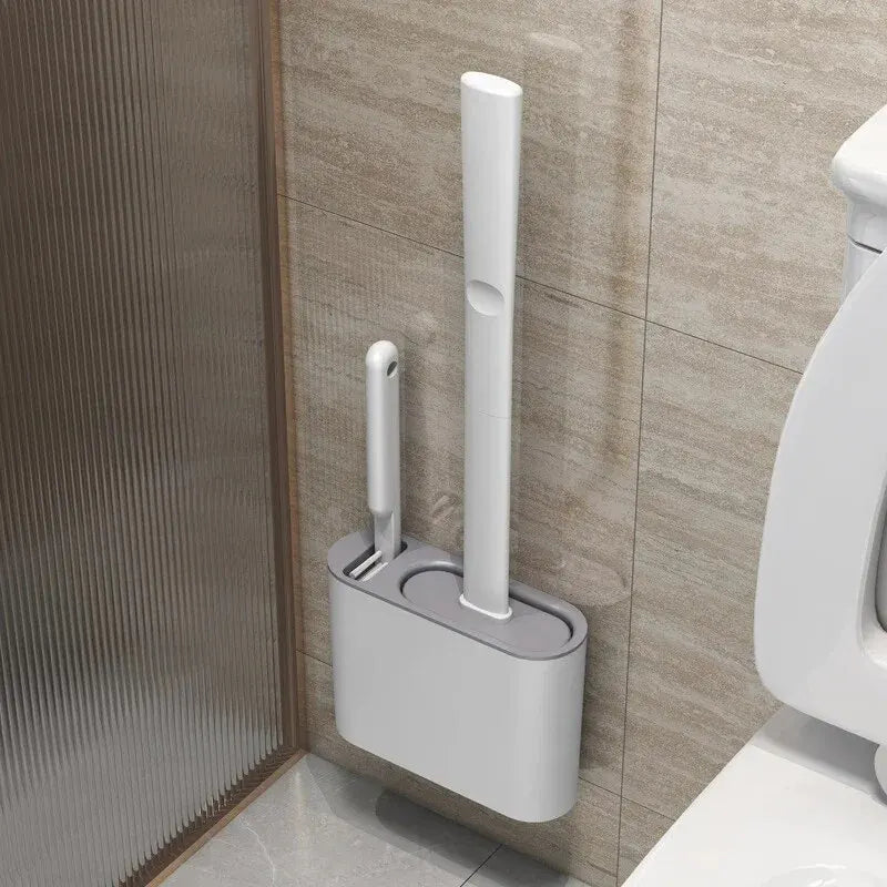 Szczotka do WC HygieBrush DuoClean | Zestaw silikonowych szczotek do WC 2 w 1 z uchwytem naściennym | Antybakteryjna i oszczędzająca miejsce