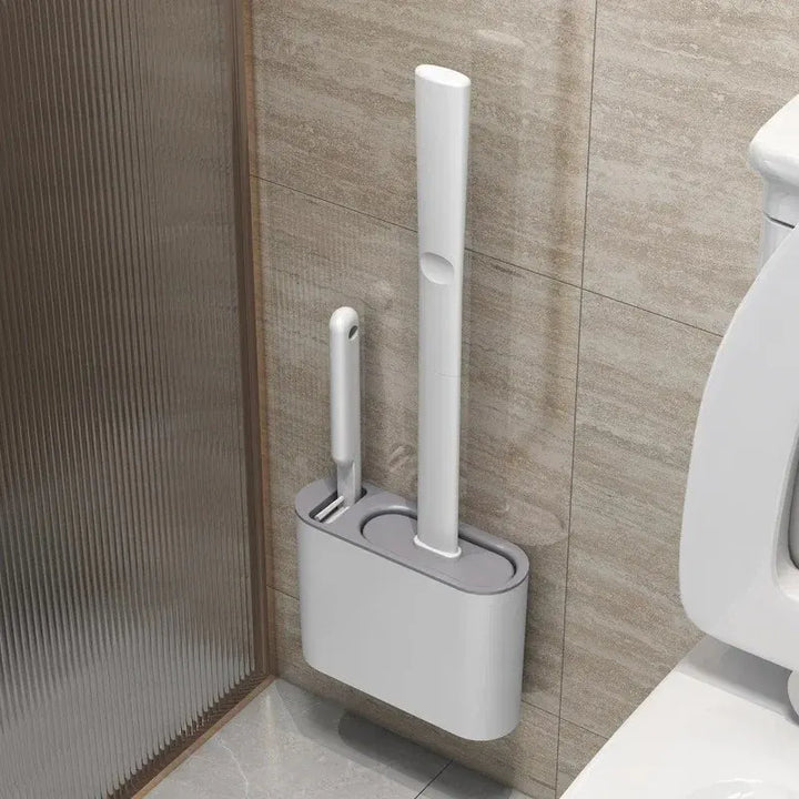 Szczotka do WC HygieBrush DuoClean | Zestaw silikonowych szczotek do WC 2 w 1 z uchwytem naściennym | Antybakteryjna i oszczędzająca miejsce