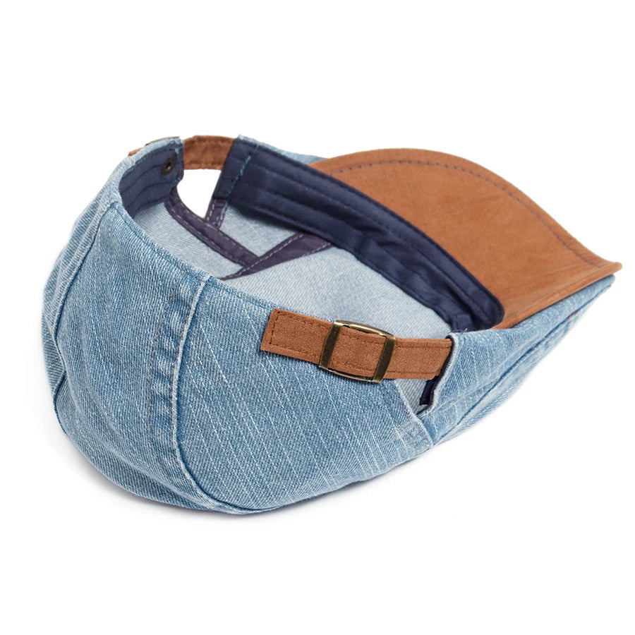Męska czapka bekówka | Retro jeansowa czapka newsboy