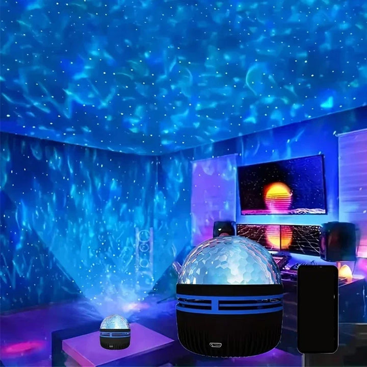 Polariva Projektor Zorzy Polarnej | Synchronizacja z Muzyką i Pilot | Światło Otoczenia RGB | Ładowanie USB | 7,8×7,8×8,7 cm