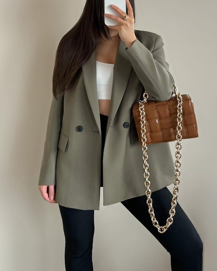 Elegancki Podwójnie Zapięty Blazer Damski