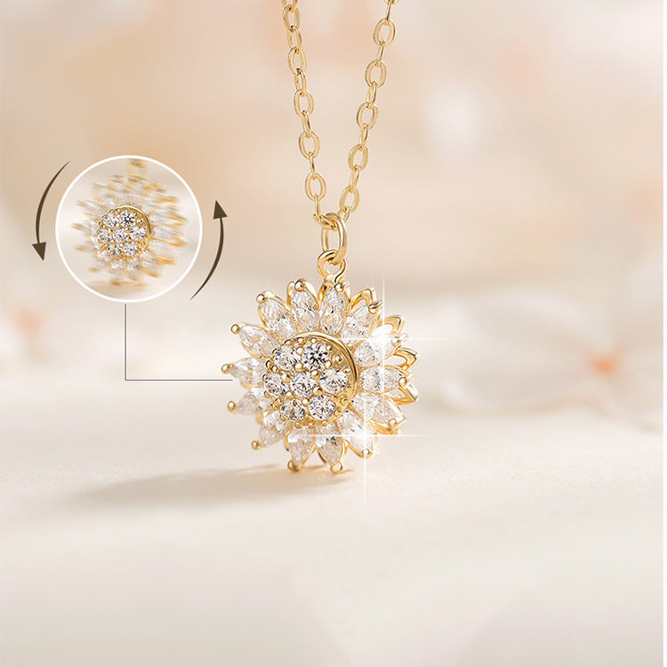 Regulowany naszyjnik GoldenBloom | Obracający się wisiorek w kształcie słonecznika dla ponadczasowej elegancji