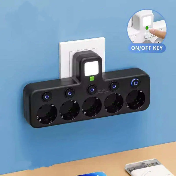 Listwa zasilająca z USB i przełącznikami | Wielogniazdowa z ochroną przeciwprzepięciową 2500 W