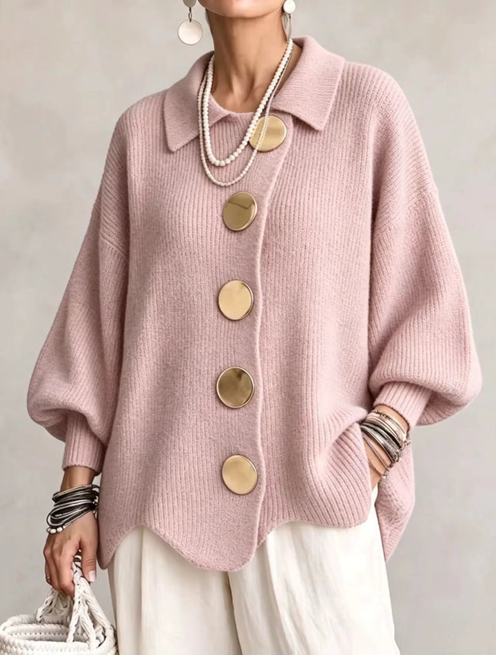 Elegancki kardigan oversize z wyrazistymi guzikami