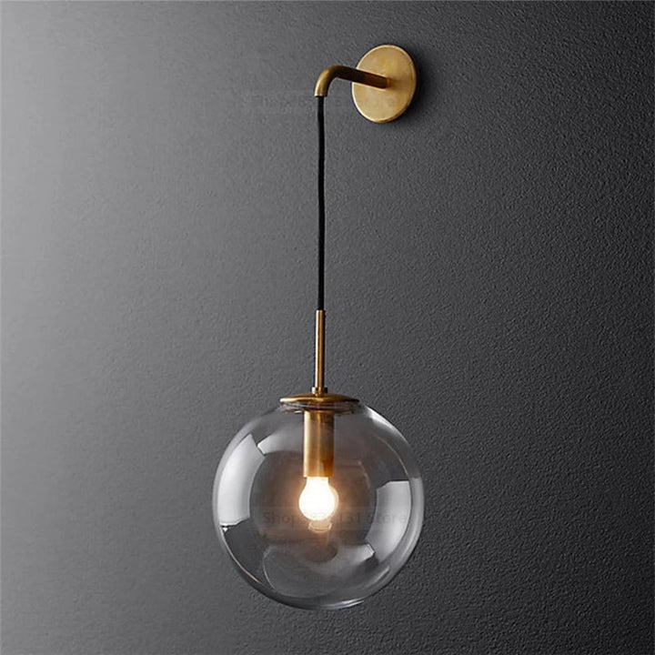 GlacioGlow kinkiet szklany w stylu retro | elegancka postmodernistyczna lampka nocna do ciepłego oświetlenia otoczenia