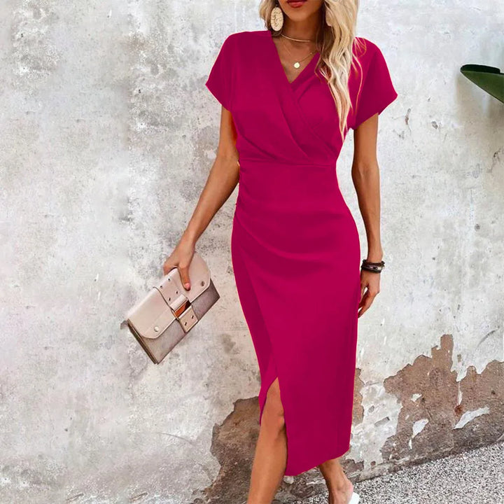 Maggiena – Casual Short V-Neck Mini Dress dla kobiet | Bezwysiłkowy urok