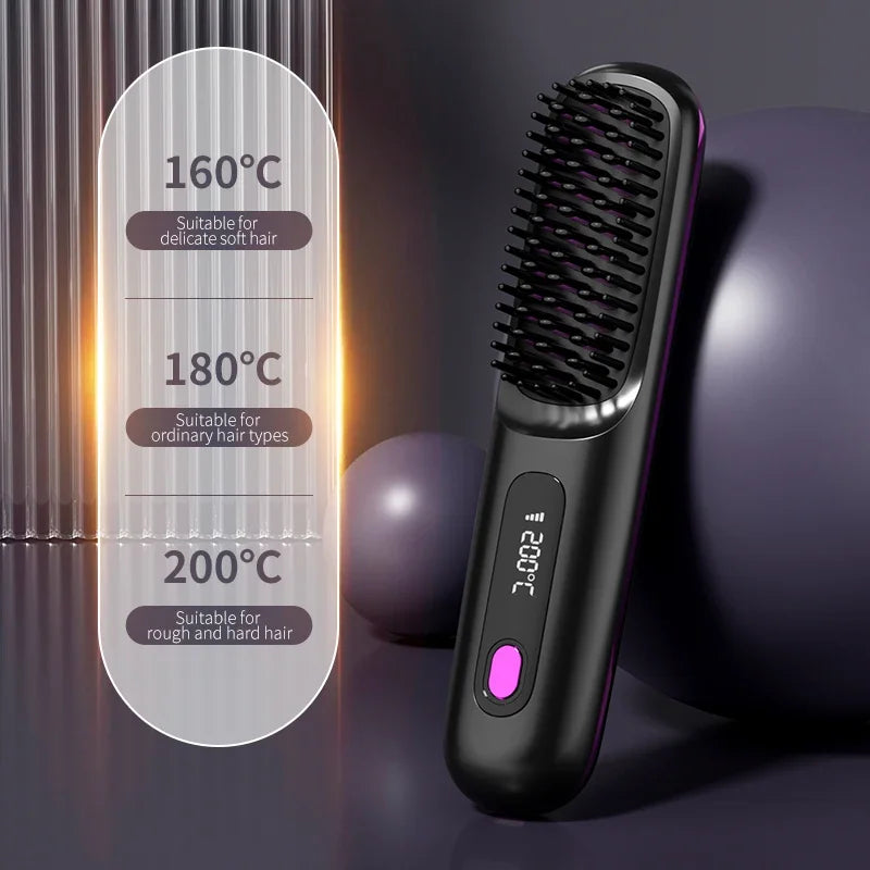 Glissara | Bezprzewodowa prostownica do włosów | Funkcja ładowania USB i wyświetlacz LCD | Technologia ceramiczno-jonowa