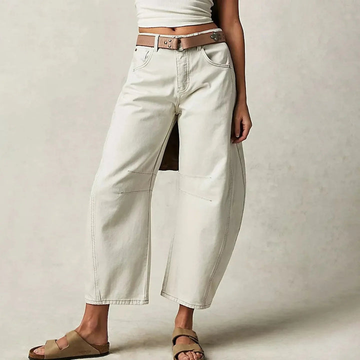 Damskie casualowe szerokie jeansy – wygodny stretch denim, casualowe spodnie na co dzień