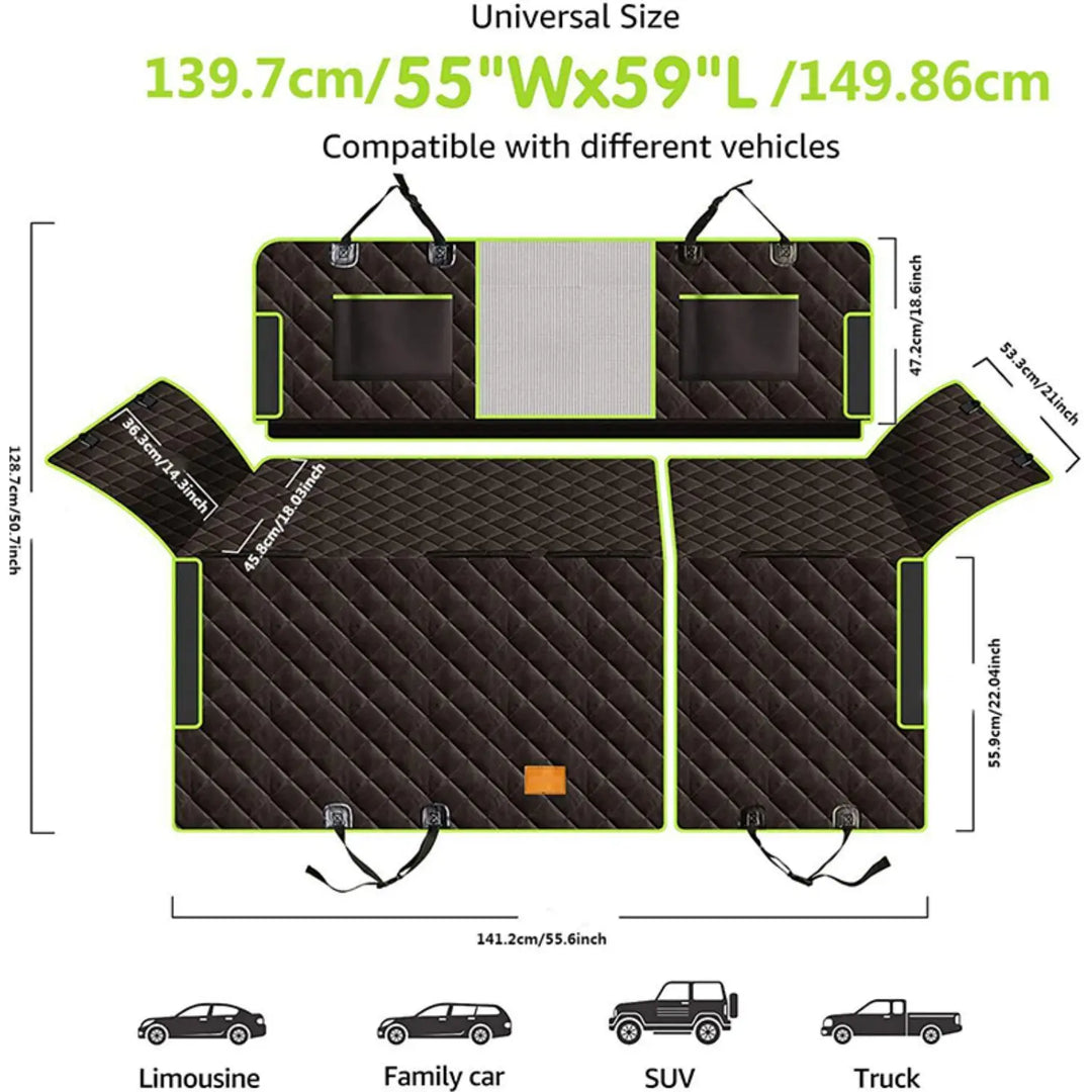 PawRide Pokrowiec na Siedzenie dla Psa | Design 6-w-1 | Wodoodporny i Antypoślizgowy | Do Auta, SUV-a i Furgonetek